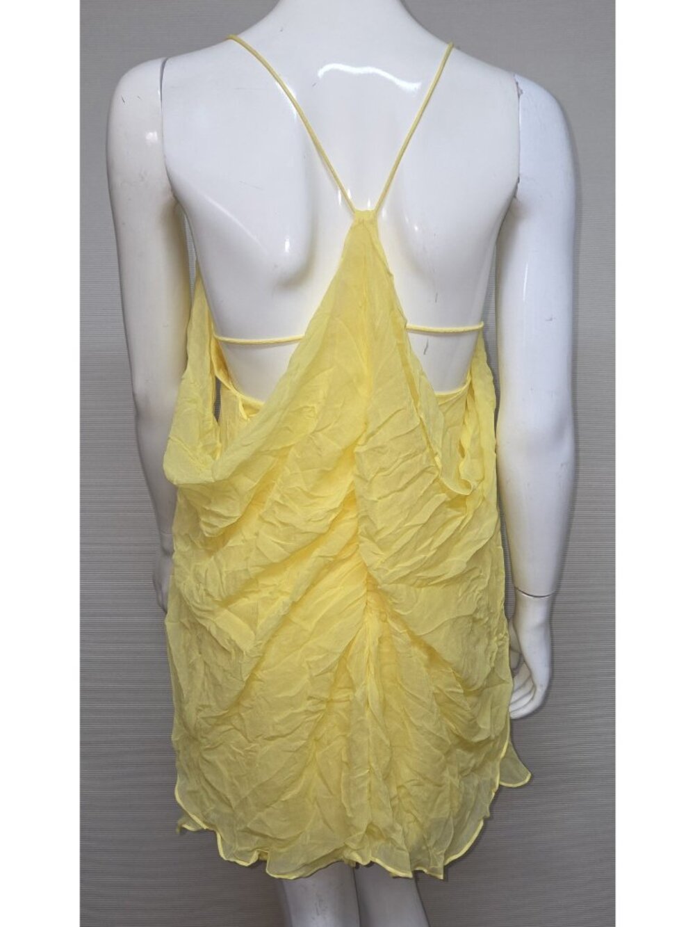 Bebe Halter Top Women Size XS Yellow Ruffle Chiffon - Picture 6 of 9